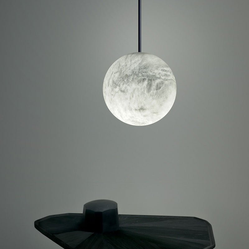 Luna Alabaster Sphere Staircase Chandelier, Multi Pendant Light - 7.87" DBlushlighting