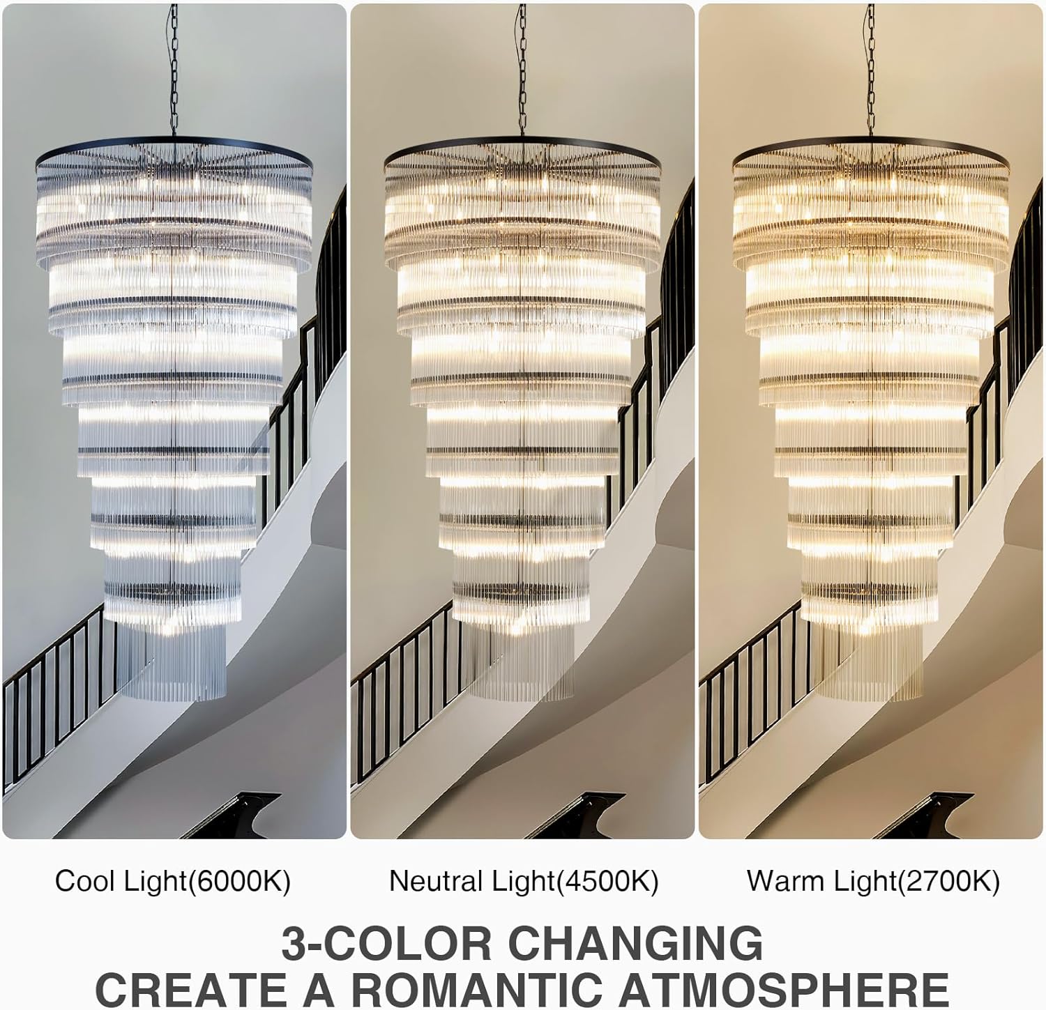 Luxurious 7‑Tier Black Glass Chandelier with 48 Lights