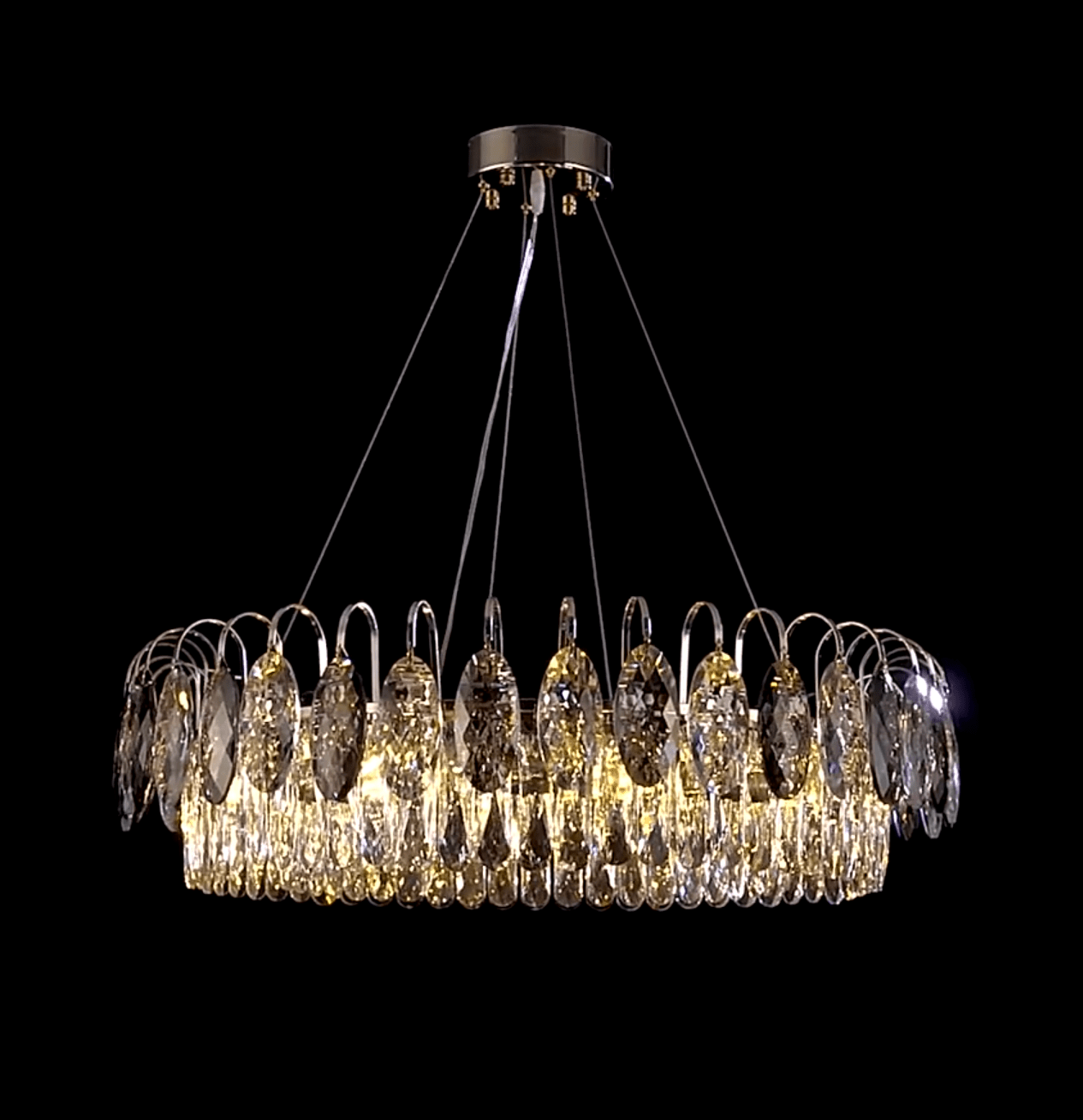 Luxurious K9 Crystal Chandelier Modern Ceiling Light Fixtures Set for Living Room/Dining Room - Round: D19.7"*H9"/6 Lights/11 kgSilverWarm LightBlushlighting