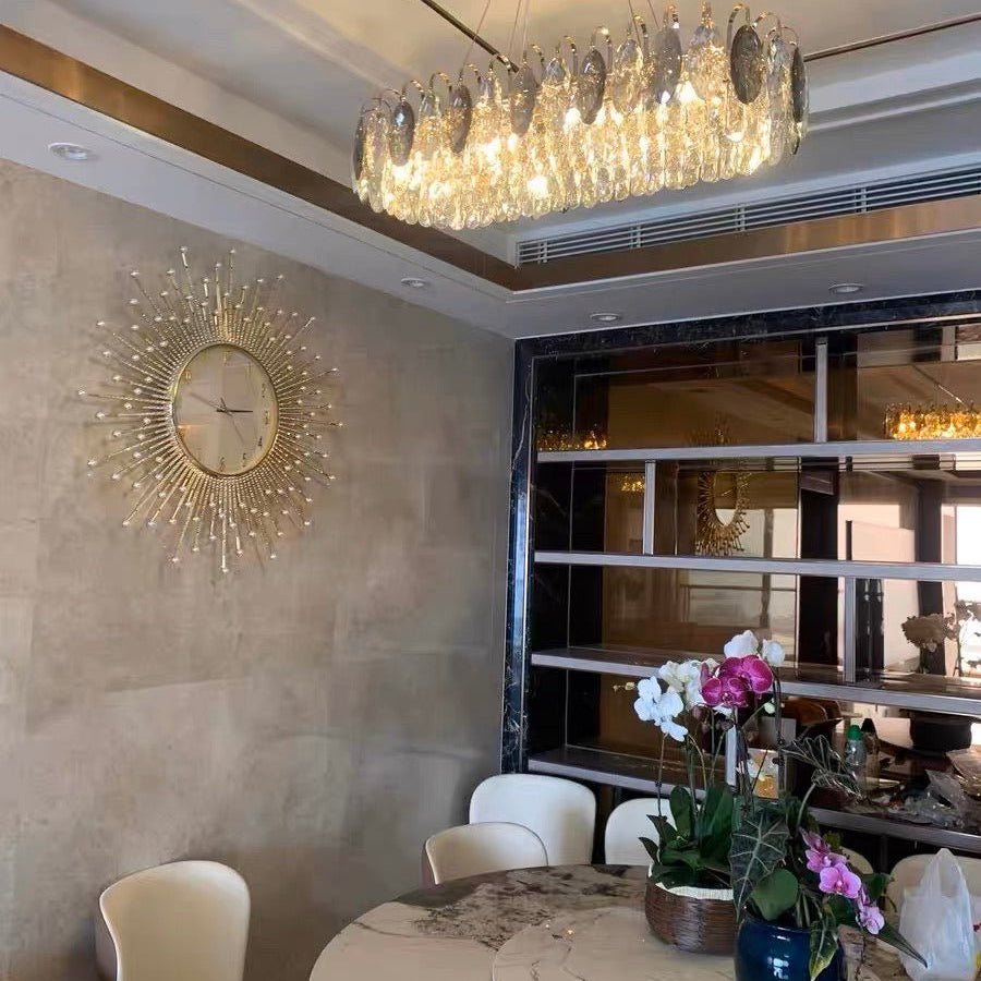 Luxurious K9 Crystal Chandelier Modern Ceiling Light Fixtures Set for Living Room/Dining Room-Chandeliers-Blushlighting-Rectangle: L33.5"*W9''*H9"/8 Lights/17.2 kg-Gold-Warm Light-Blushlighting