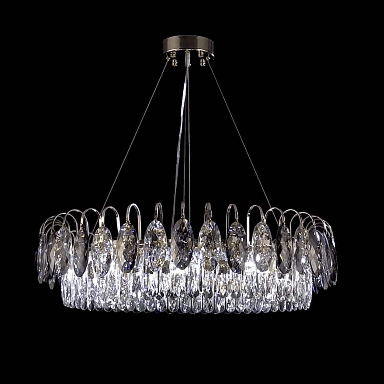 Luxurious K9 Crystal Chandelier Modern Ceiling Light Fixtures Set for Living Room/Dining Room-Chandeliers-Blushlighting-Round: D19.7"*H9"/6 Lights/11 kg-Silver-White Light-Blushlighting