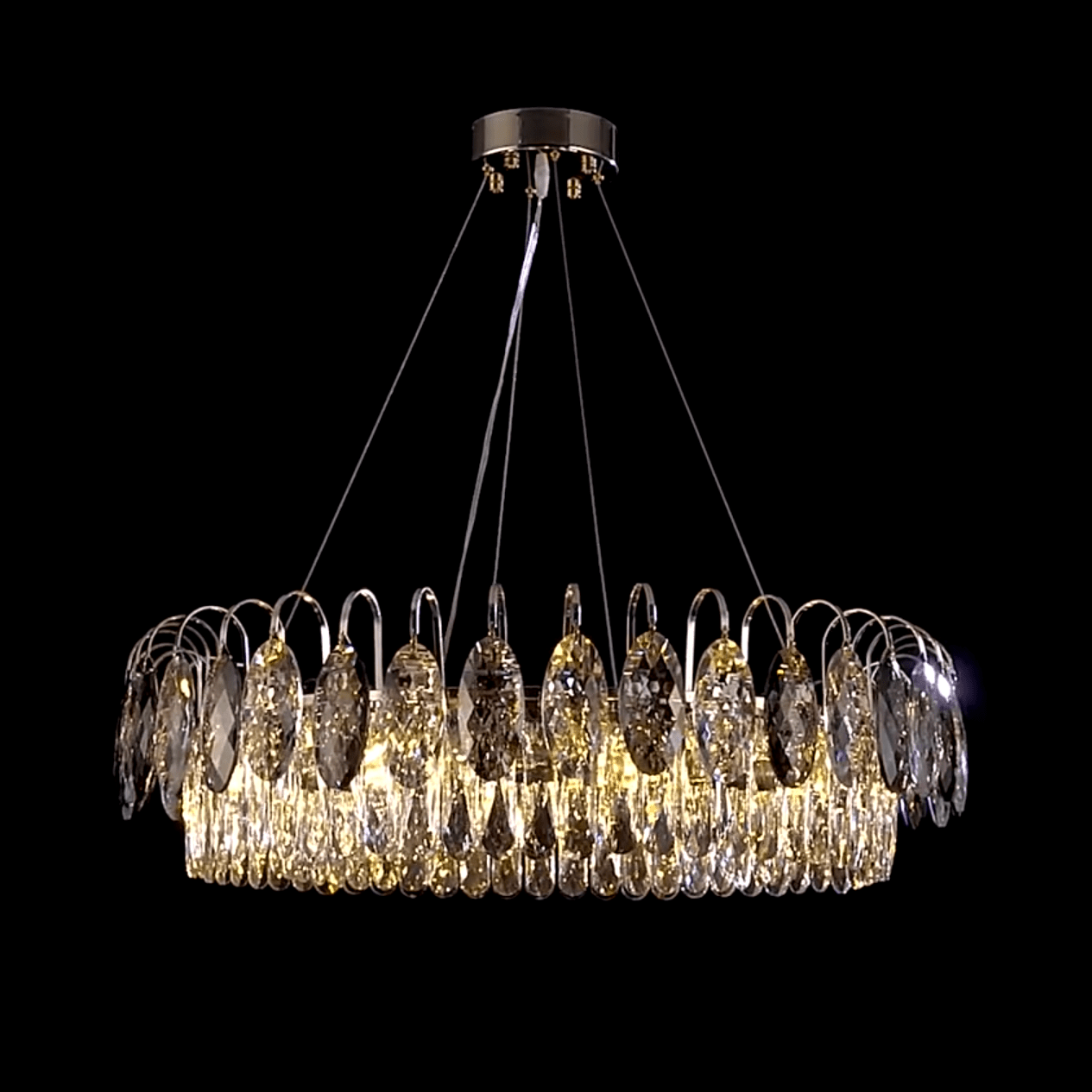 Luxurious K9 Crystal Chandelier Modern Ceiling Light Fixtures Set for Living Room/Dining Room-Chandeliers-Blushlighting-Round: D19.7"*H9"/6 Lights/11 kg-Silver-Warm Light-Blushlighting