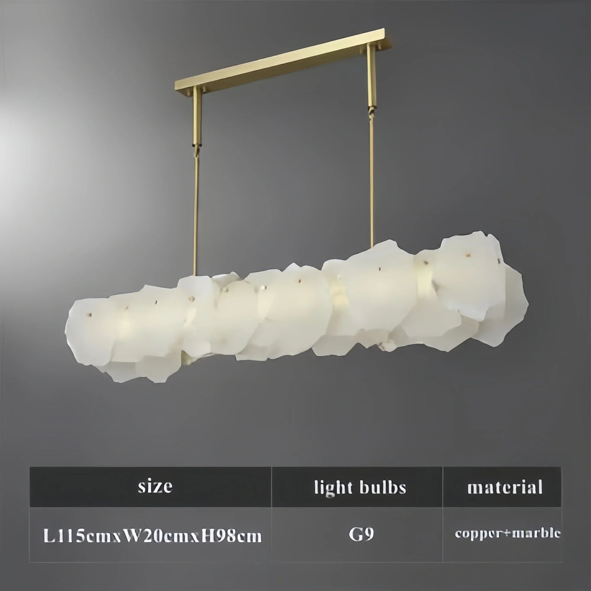 Luxury Alabaster Flakes Linear Chandelier Hanging Rod Light-