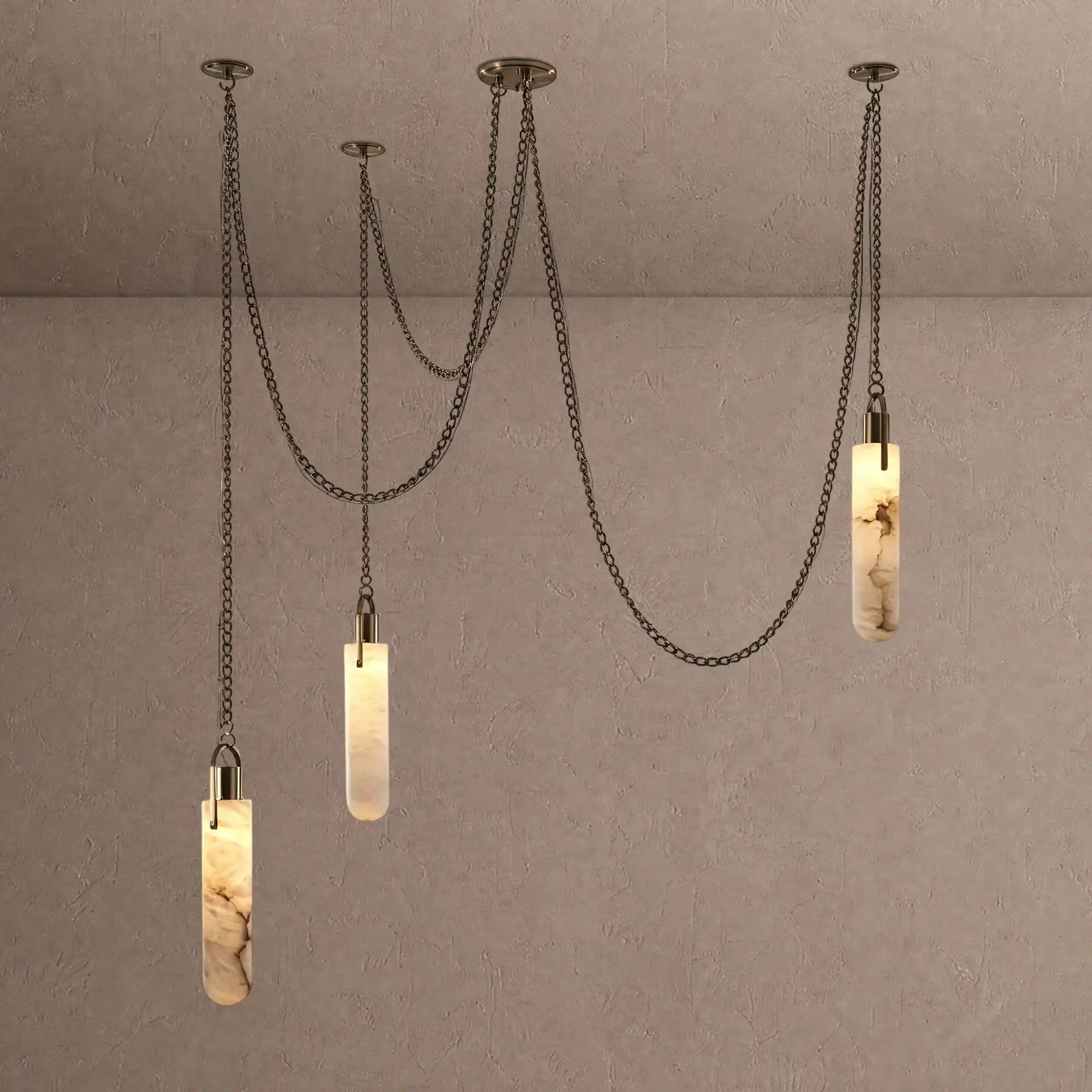 Luxury Alabaster Flint 3-Light LED Multi-Drop Pendant Light - Blushlighting