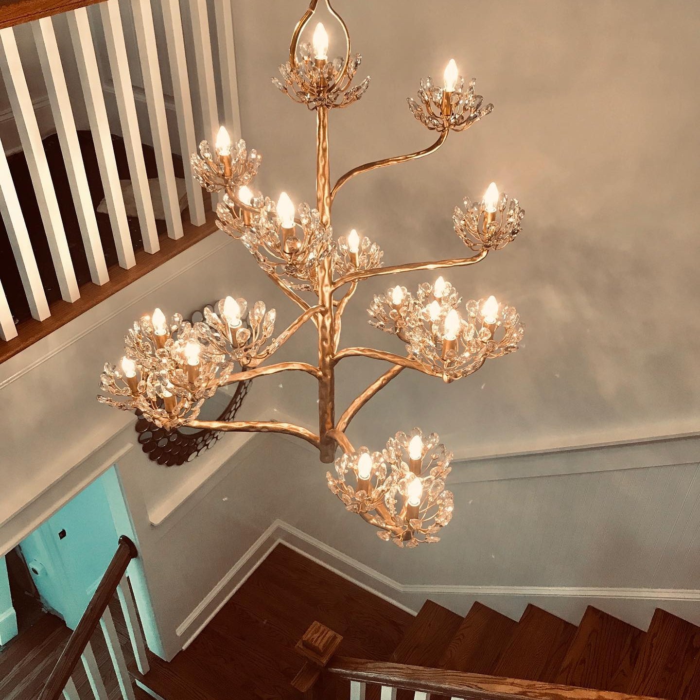 Luxury Branch Flower Chandelier in Gold for Living Room Staircase and Bedroom Lighting-Chandeliers-Blushlighting