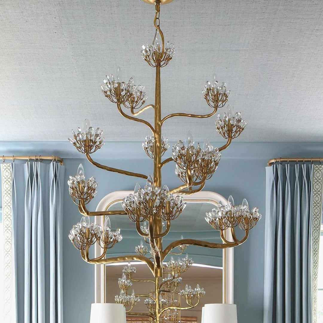 Luxury Branch Flower Chandelier in Gold for Living Room Staircase and Bedroom Lighting-Chandeliers-Blushlighting