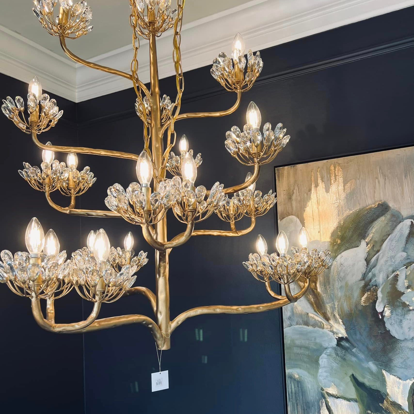 Luxury Branch Flower Chandelier in Gold for Living Room Staircase and Bedroom Lighting-Chandeliers-Blushlighting