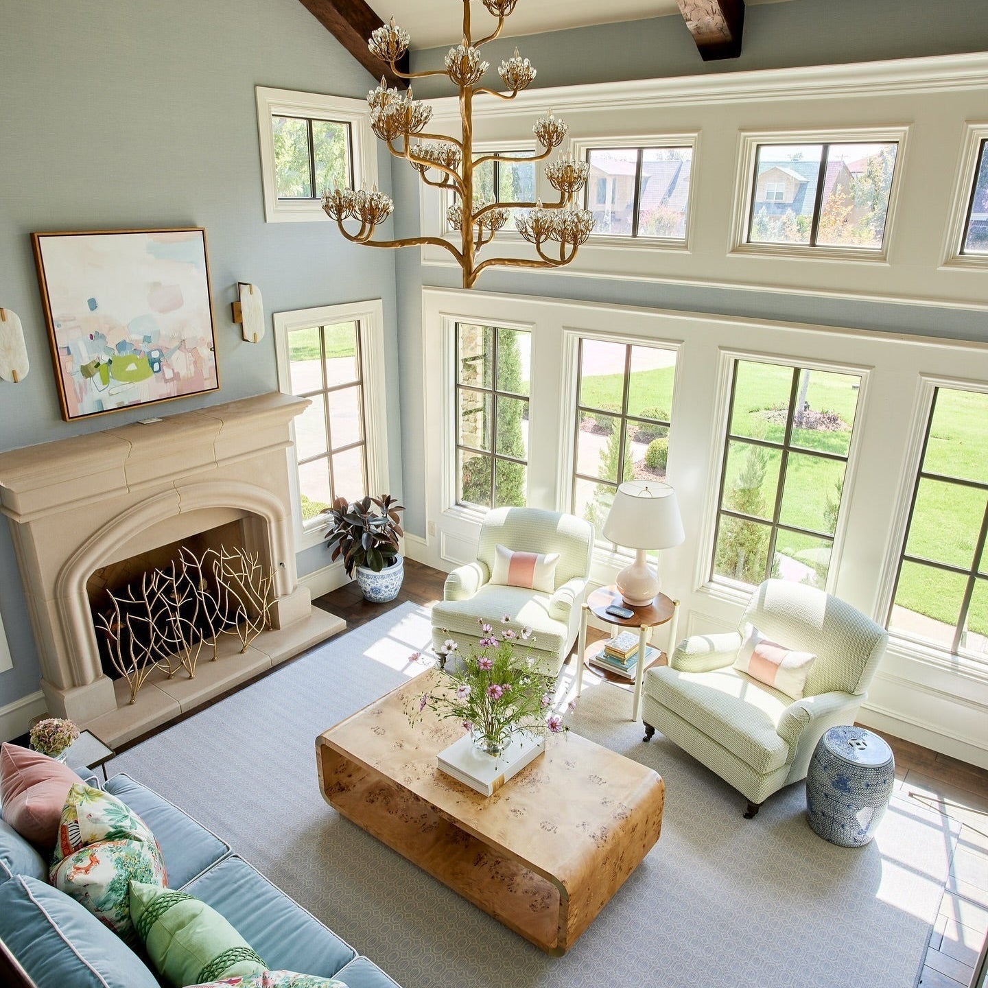 Luxury Branch Flower Chandelier in Gold for Living Room Staircase and Bedroom Lighting-Chandeliers-Blushlighting