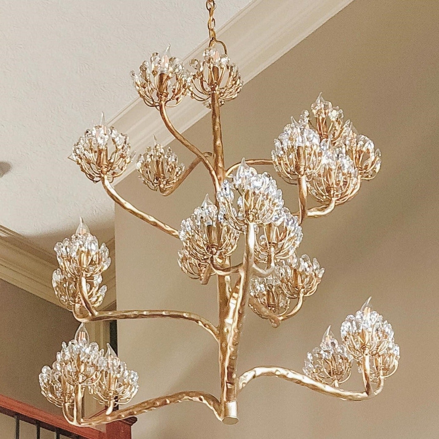 Luxury Branch Flower Chandelier in Gold for Living Room Staircase and Bedroom Lighting - 22 Lights/D42"*H43.5"Warm LighgtBlushlighting