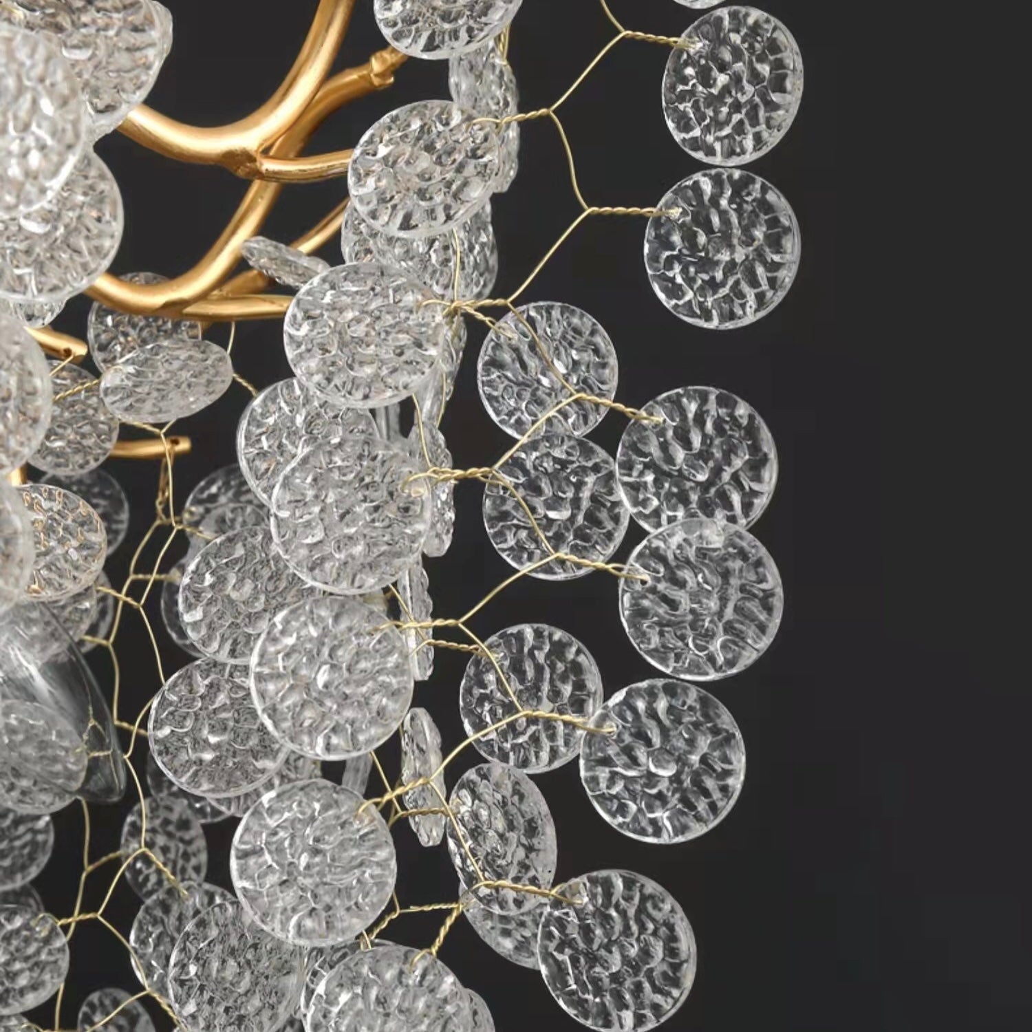 Luxury Branches Crystal Frosted Glass Chandelier Set for Living and Dining Room - Round: D31.5"*H17.7"Warm LightBlushlighting