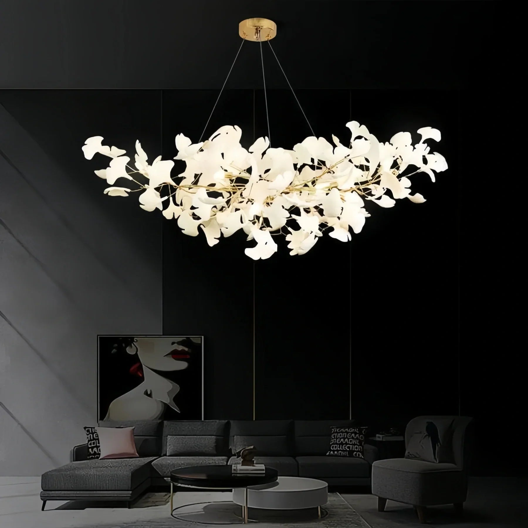Luxury Ceramic Ginkgo Linear Chandelier - 106''Blushlighting