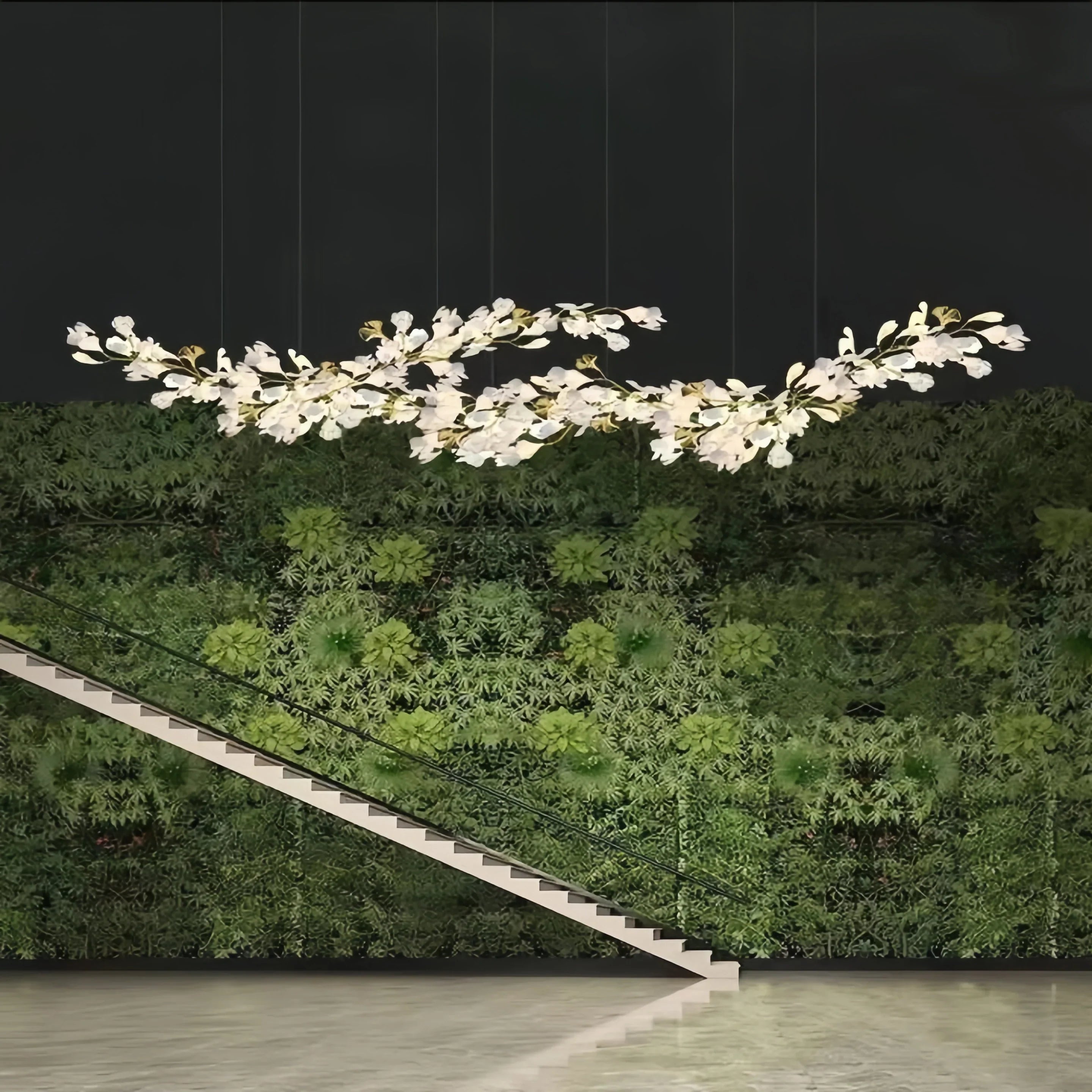 Luxury Ceramic Ginkgo Linear Chandelier-Chandelier-106''-