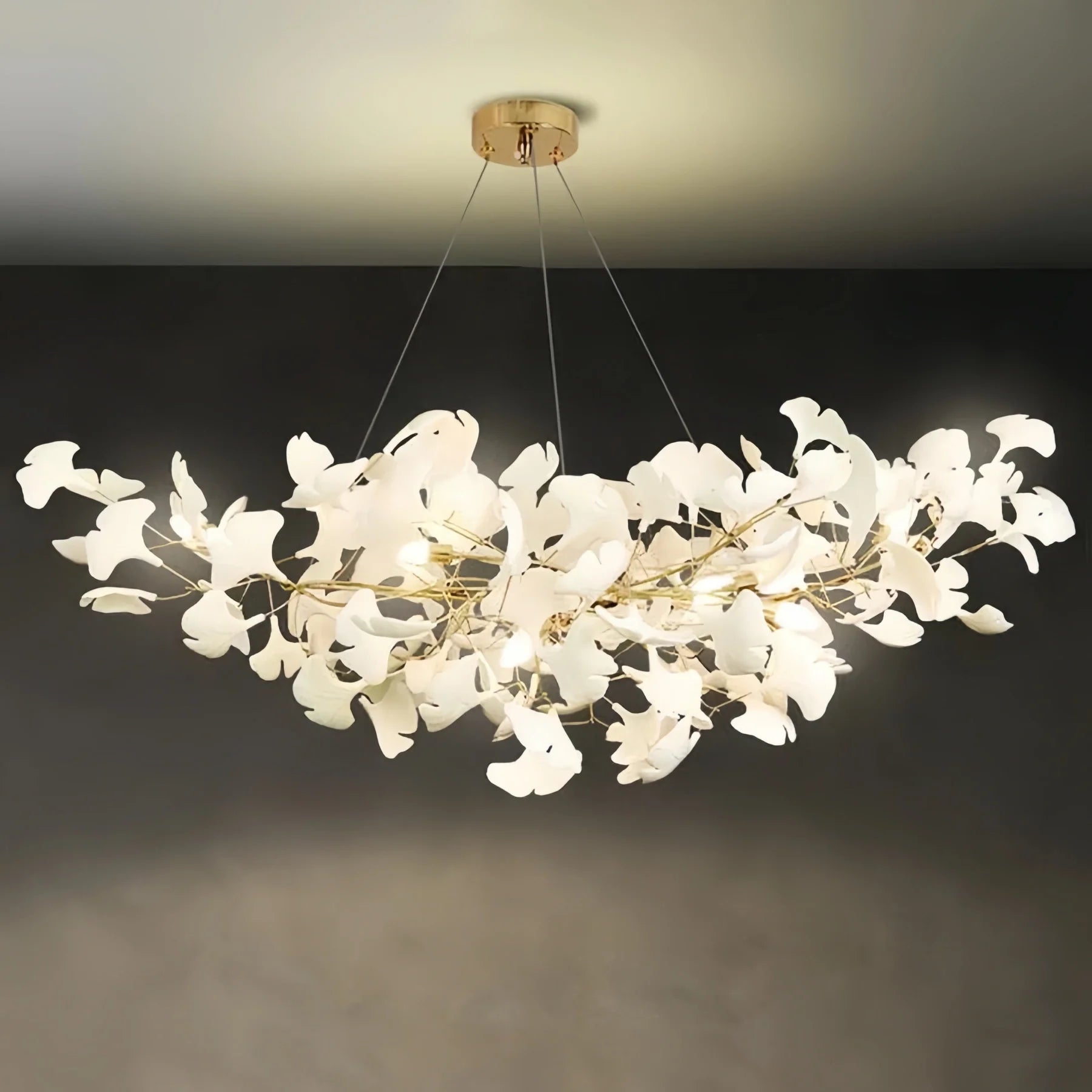 Luxury Ceramic Ginkgo Linear Chandelier-Chandelier-