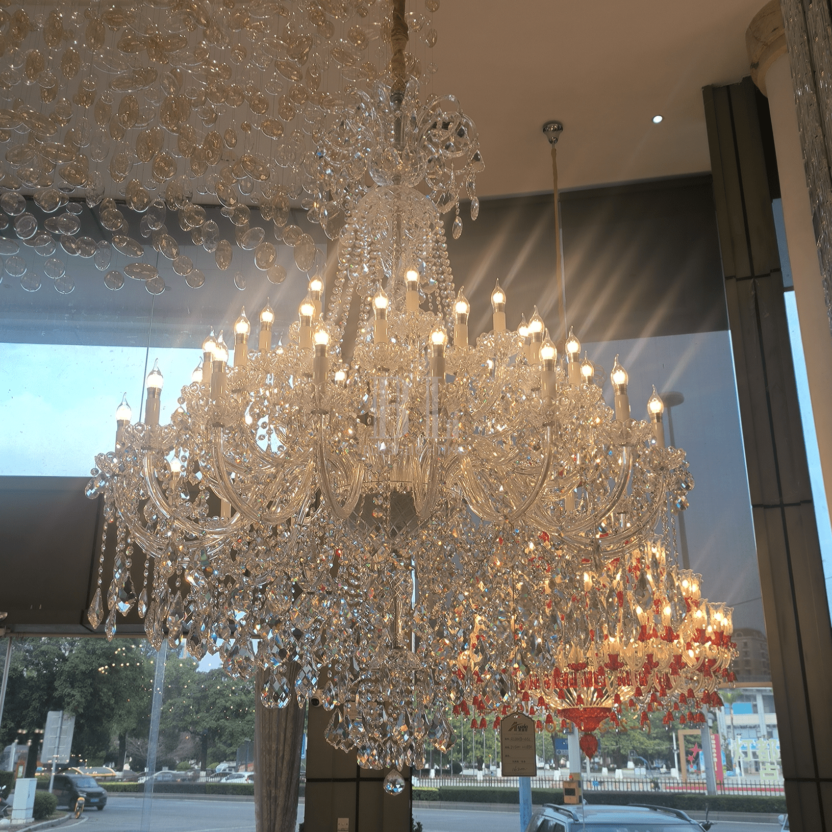 Luxury Classic Clear Crystal Chandelier for Foyer/Staircase/Entryway/Hallway - 45 Lights/D59.1"*H72.8"Warm LightBlushlighting
