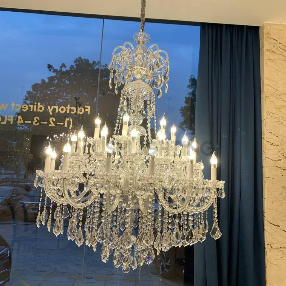 Luxury Classic Clear Crystal Chandelier for Foyer/Staircase/Entryway/Hallway - 45 Lights/D59.1"*H72.8"Warm LightBlushlighting