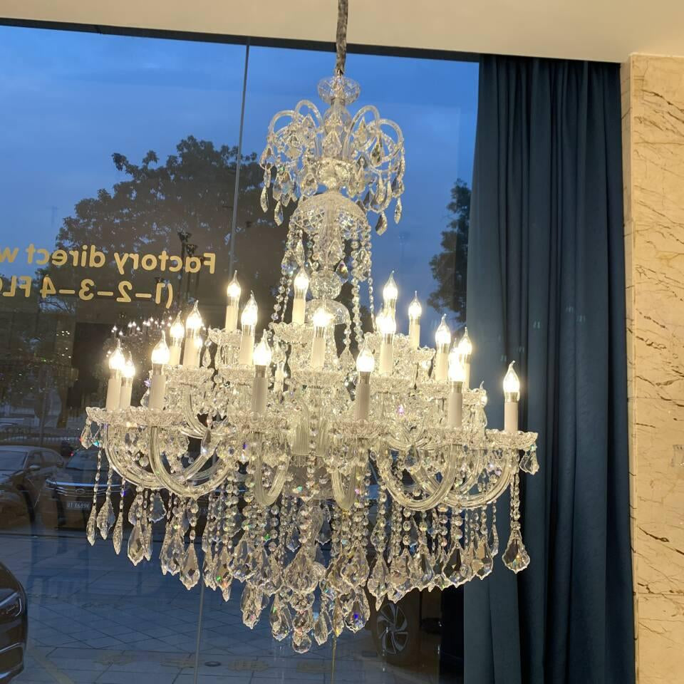 Luxury Classic Clear Crystal Chandelier for Foyer/Staircase/Entryway/Hallway - 45 Lights/D59.1"*H72.8"Warm LightBlushlighting