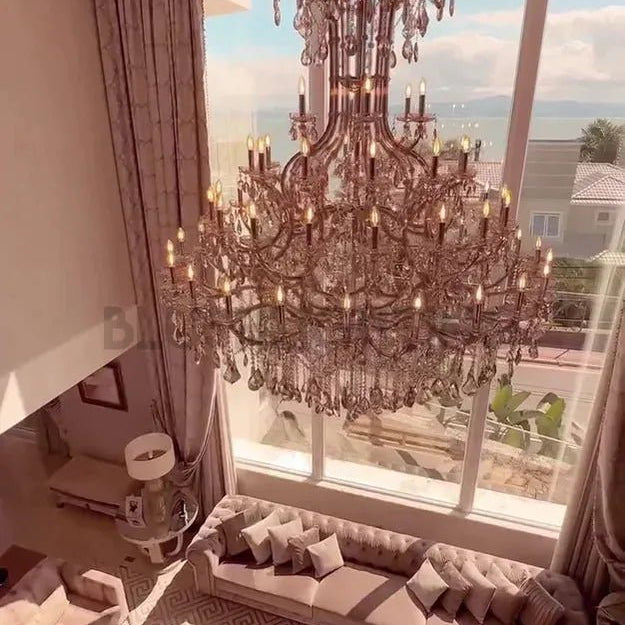 Luxury Classic Multi - layers Candle Crystal Dimmable Tiered Chandelier in Gold/Silver Finish - D47.2" *H59"GoldBlushlighting