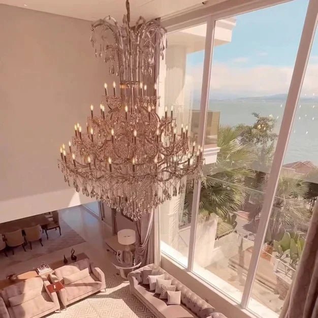 Luxury Classic Multi - layers Candle Crystal Dimmable Tiered Chandelier in Gold/Silver Finish - D47.2" *H59"GoldBlushlighting