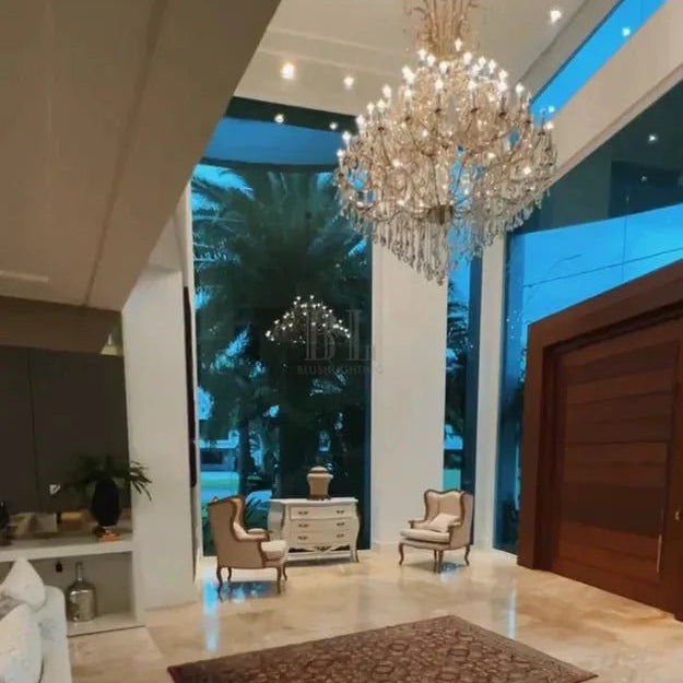 Luxury Classic Multi - layers Candle Crystal Dimmable Tiered Chandelier in Gold/Silver Finish - D47.2" *H59"GoldBlushlighting