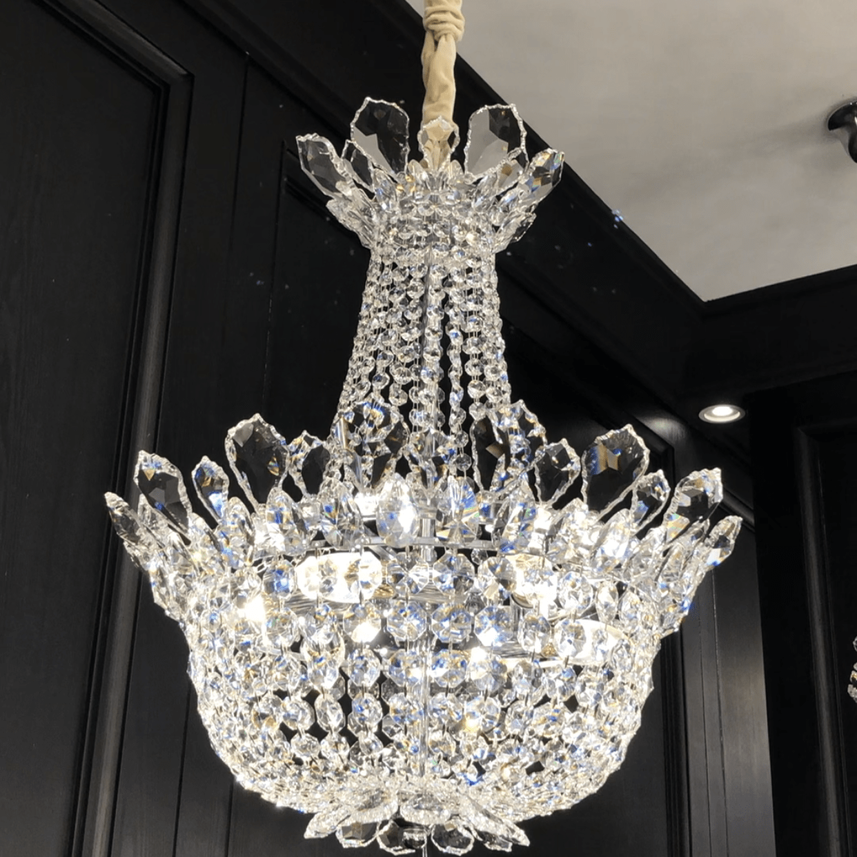 Luxury Empire Branch Crystal Chandelier Pendant Light for Entryway and Foyer - D27.60'' * H58.27'' / 18 LightsWarm LightBlushlighting