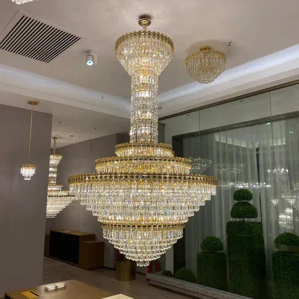 Luxury Extra Large Conical Funnel Crystal Chandelier - D31.5"*H52.5"(D80cm*H133cm)/75.7kgBlushlighting