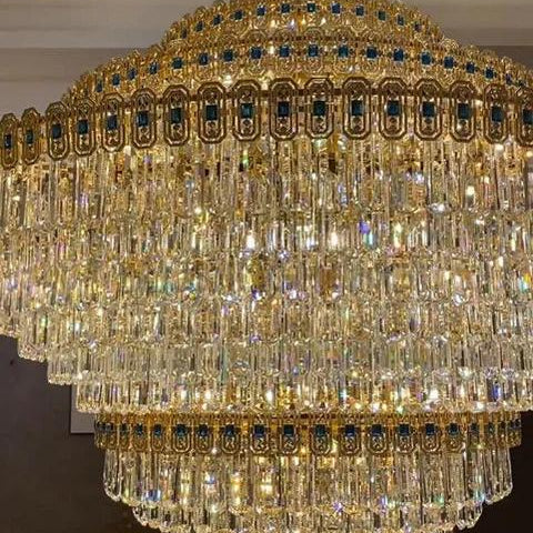 Luxury Extra Large Conical Funnel Crystal Chandelier - D31.5"*H52.5"(D80cm*H133cm)/75.7kgBlushlighting