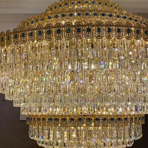 Luxury Extra Large Conical Funnel Crystal Chandelier - D31.5"*H52.5"(D80cm*H133cm)/75.7kgBlushlighting