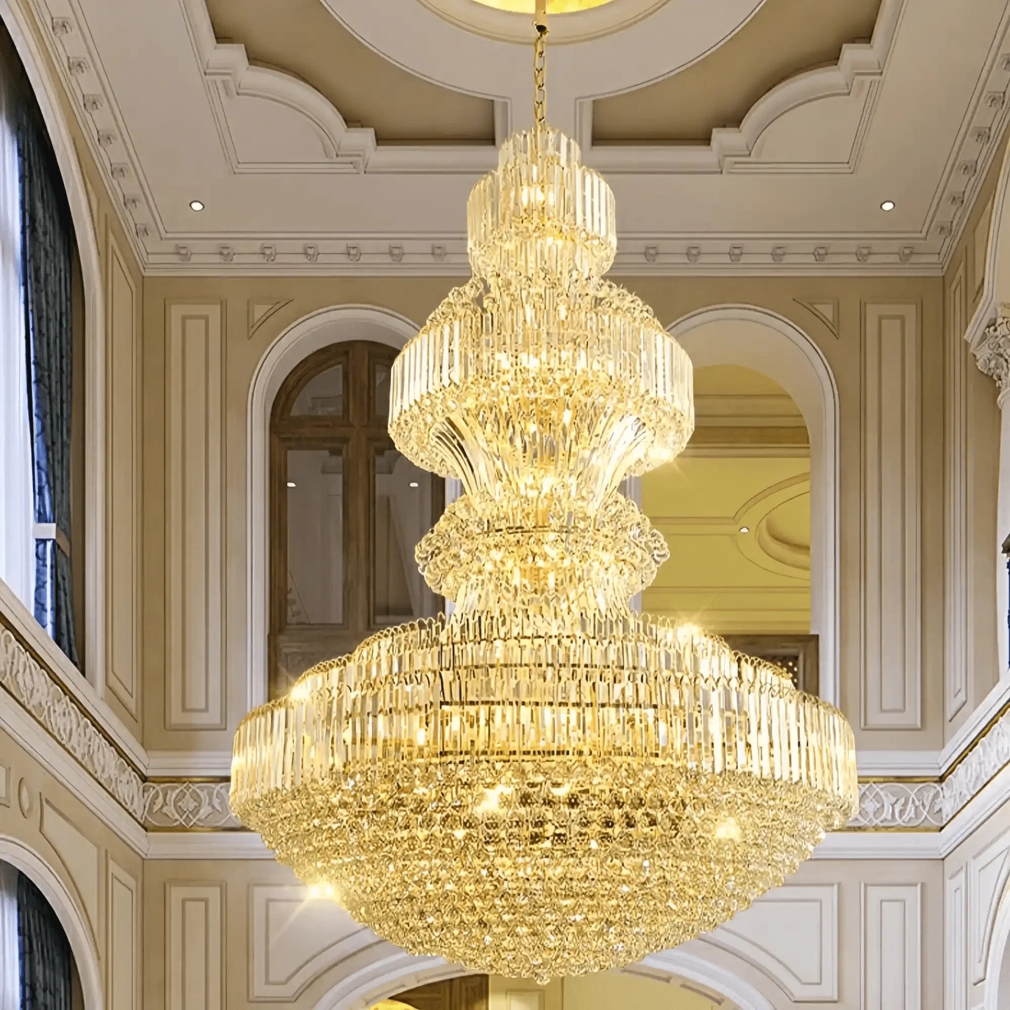 Luxury Extra Large Crystal Chandelier Round Ceiling Light Fixture for Foyer, Entryway & Entrance - D39.4"*H59.1"Warm LightBlushlighting