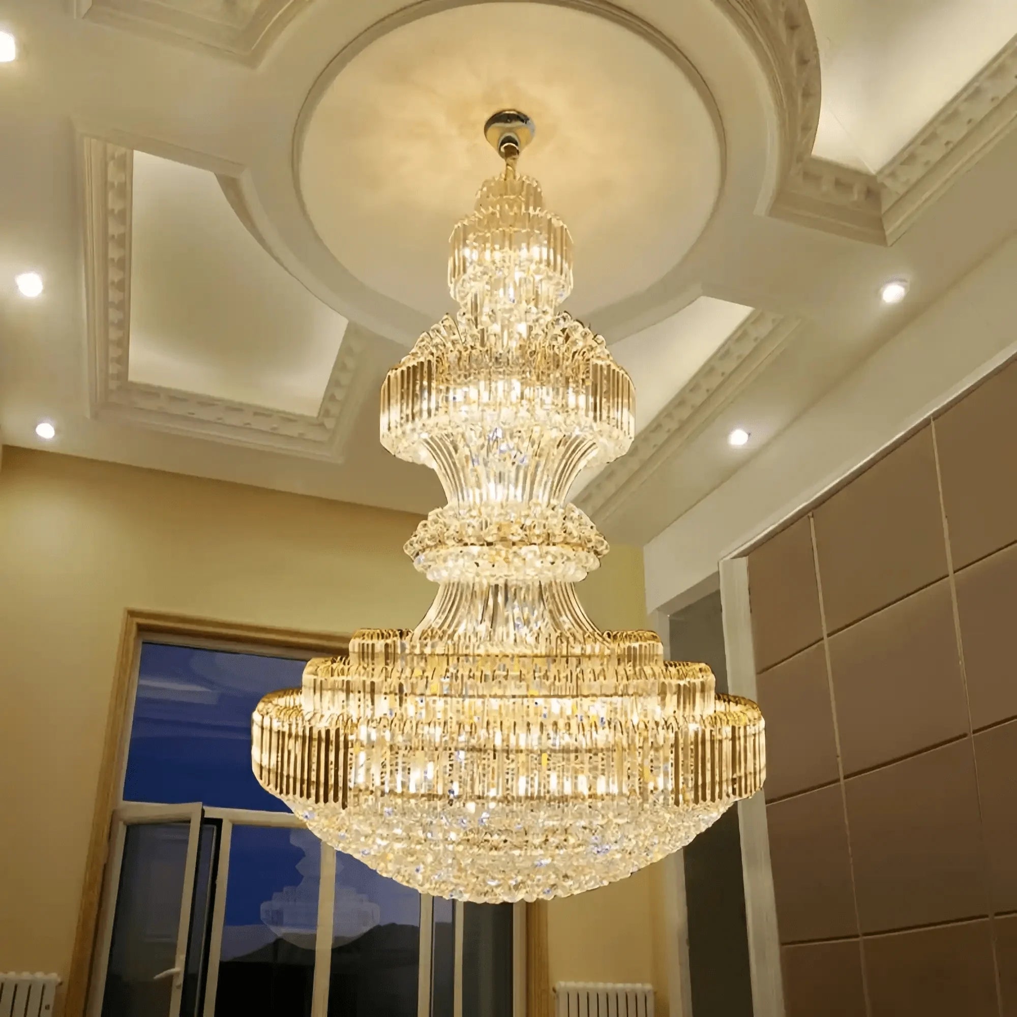 Luxury Extra Large Crystal Chandelier Round Ceiling Light Fixture for Foyer, Entryway & Entrance - D39.4"*H59.1"Warm LightBlushlighting