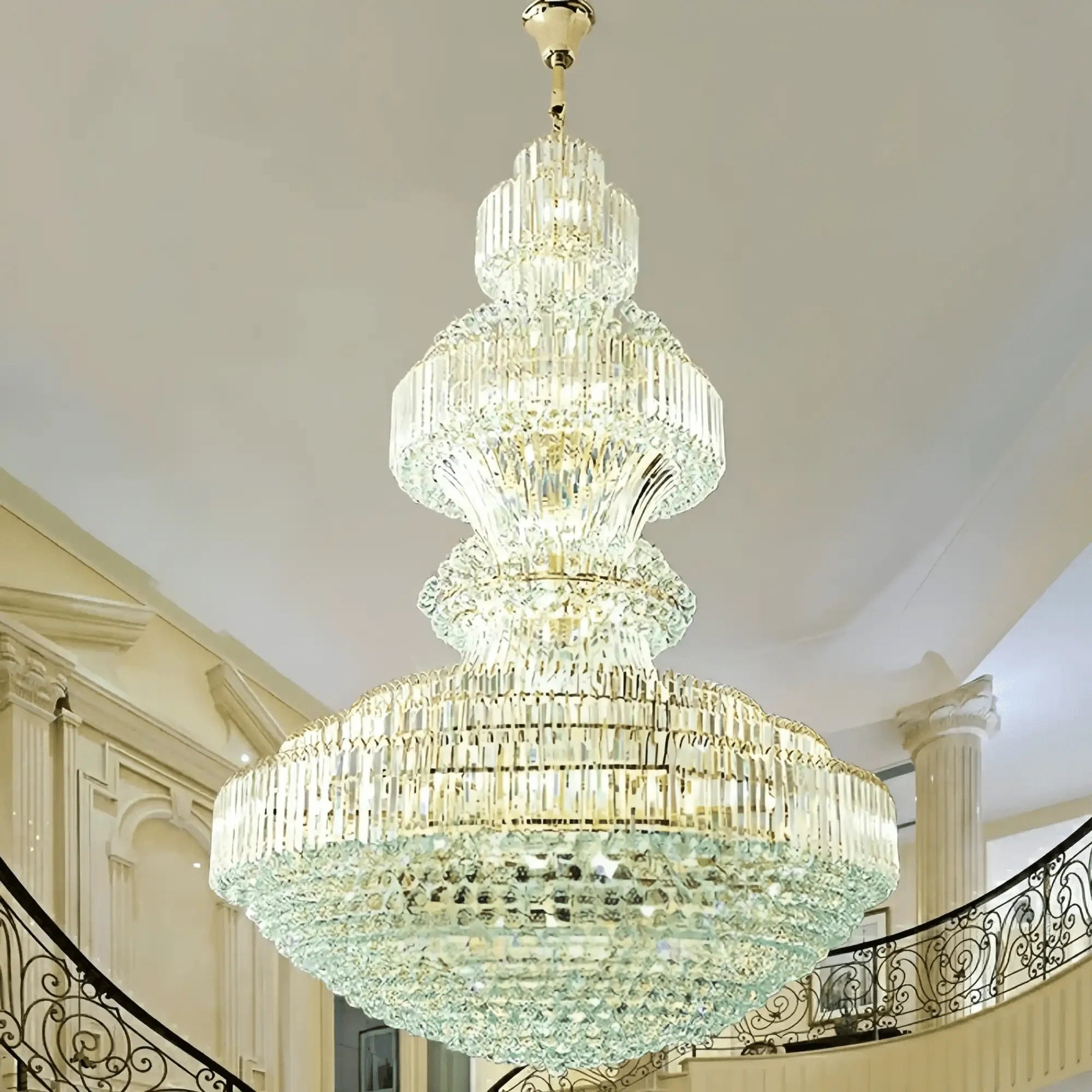 Luxury Extra Large Crystal Chandelier Round Ceiling Light Fixture for Foyer, Entryway & Entrance - D39.4"*H59.1"Warm LightBlushlighting