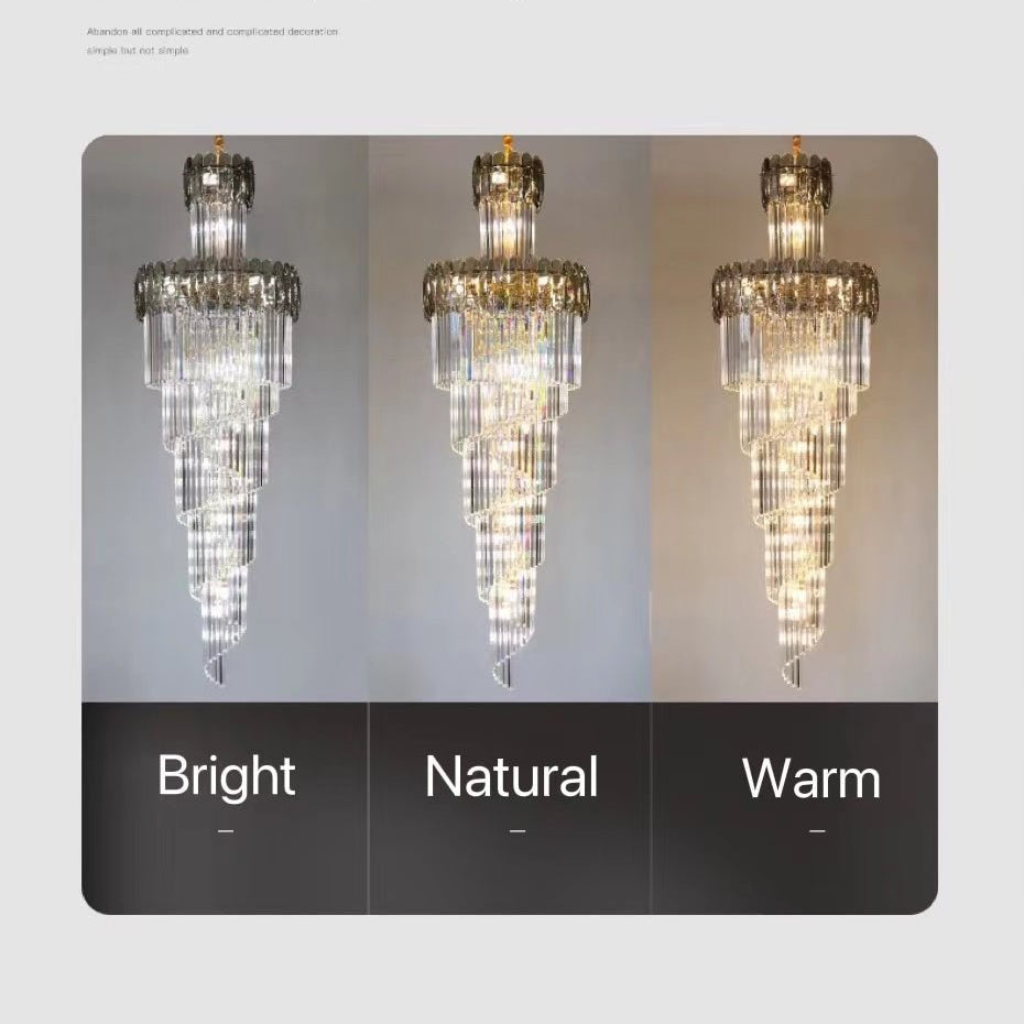 Luxury Extra Large Foyer Spiral Staircase Chandelier Long Crystal Ceiling Light Fixture For Living Room Hall Entrance - D17.7"*H47.2"/ 13 LightsSmoky GrayBlushlighting