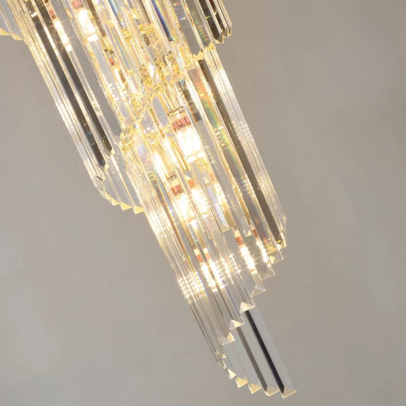 Luxury Extra Large Foyer Spiral Staircase Chandelier Long Crystal Ceiling Light Fixture For Living Room Hall Entrance - D17.7"*H47.2"/ 13 LightsSmoky GrayBlushlighting