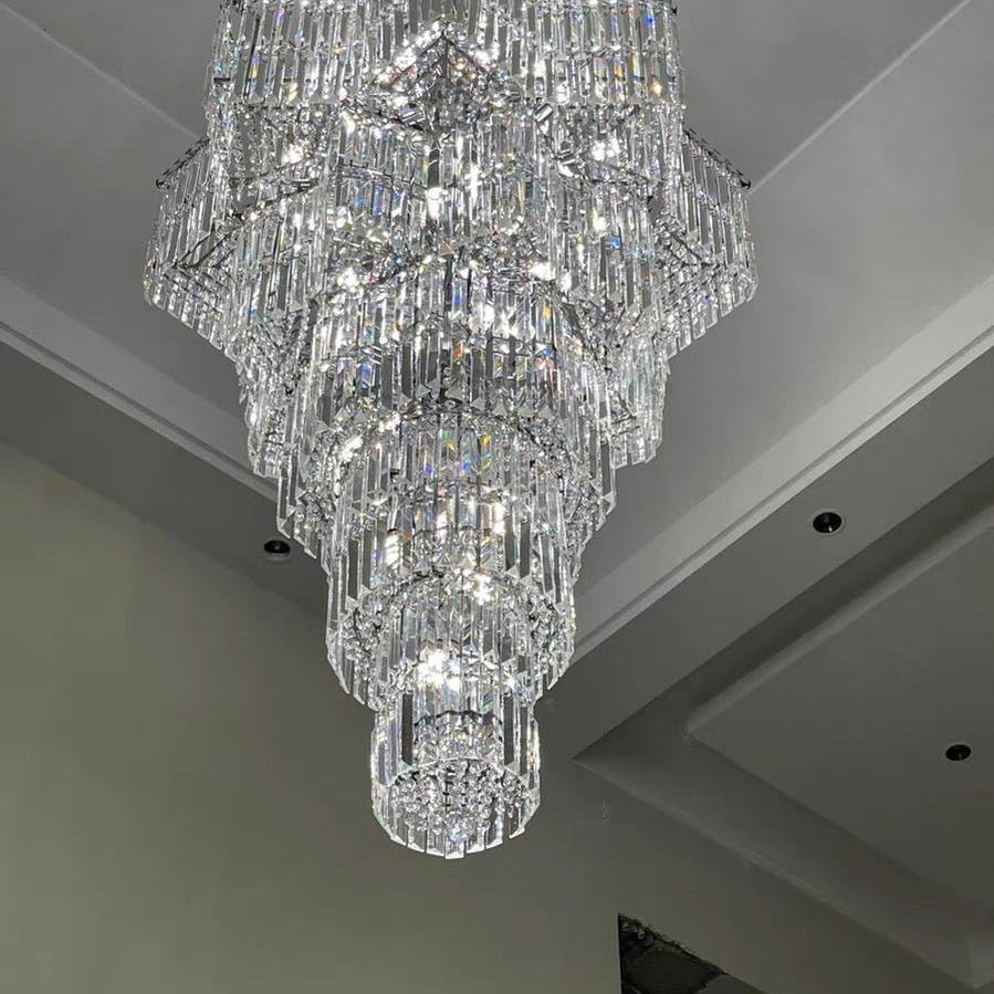 Luxury Extra Large Plaza Multi-Tier Crystal Chandelier For Hotel Hall / 2 Story Foyer / High Ceiling Living Room-Chandeliers-Blushlighting-Blushlighting