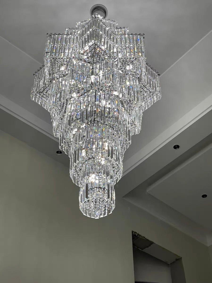 Luxury Extra Large Plaza Multi-Tier Crystal Chandelier For Hotel Hall / 2 Story Foyer / High Ceiling Living Room-Chandeliers-Blushlighting-Blushlighting