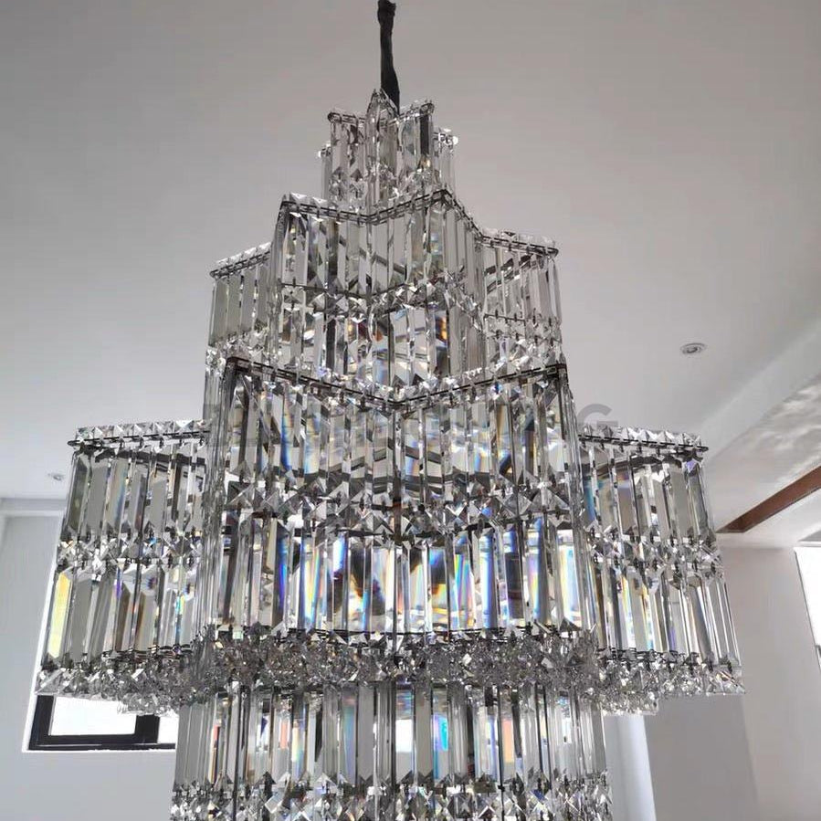 Luxury Extra Large Plaza Multi-Tier Crystal Chandelier For Hotel Hall / 2 Story Foyer / High Ceiling Living Room-Chandeliers-Blushlighting-Blushlighting