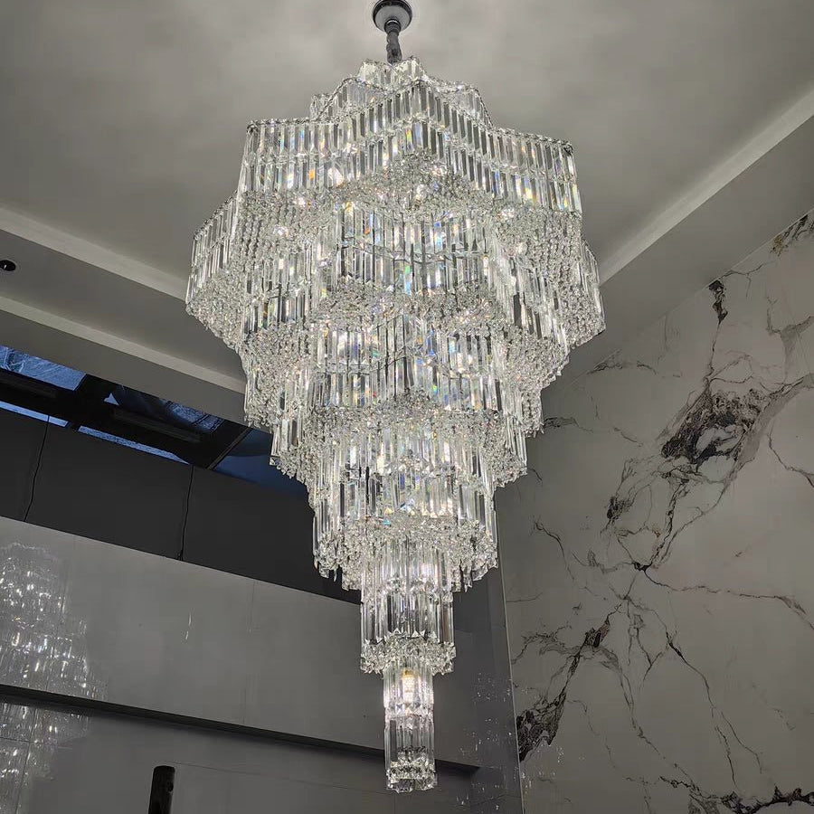 Luxury Extra Large Plaza Multi-Tier Crystal Chandelier For Hotel Hall / 2 Story Foyer / High Ceiling Living Room-Chandeliers-Blushlighting-Blushlighting