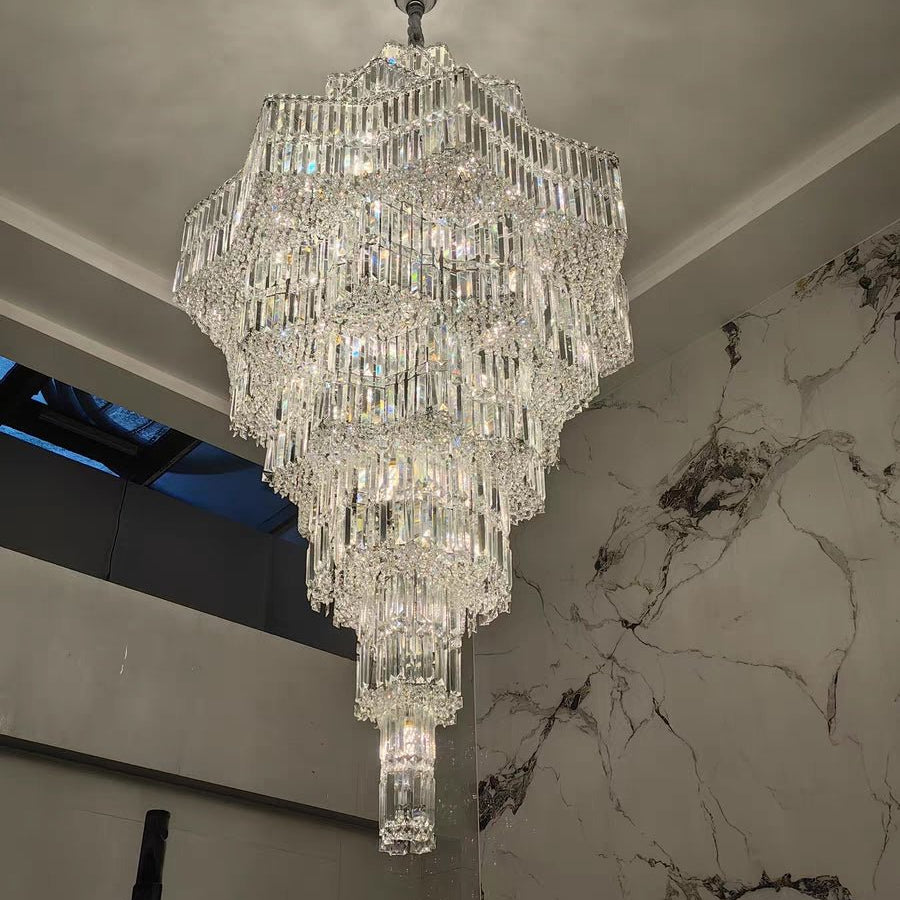 Luxury Extra Large Plaza Multi-Tier Crystal Chandelier For Hotel Hall / 2 Story Foyer / High Ceiling Living Room-Chandeliers-Blushlighting-Blushlighting