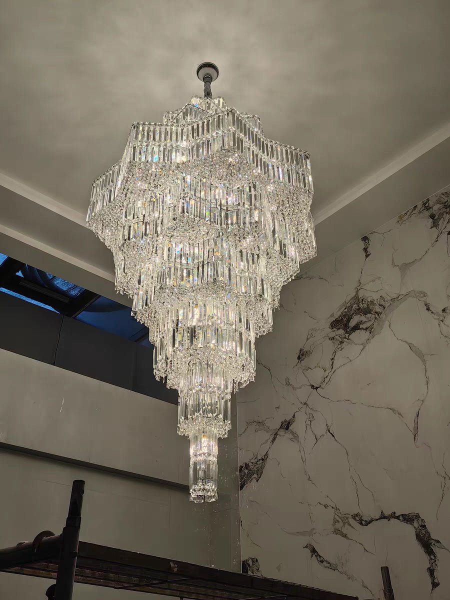 Luxury Extra Large Plaza Multi-Tier Crystal Chandelier For Hotel Hall / 2 Story Foyer / High Ceiling Living Room-Chandeliers-Blushlighting-Blushlighting