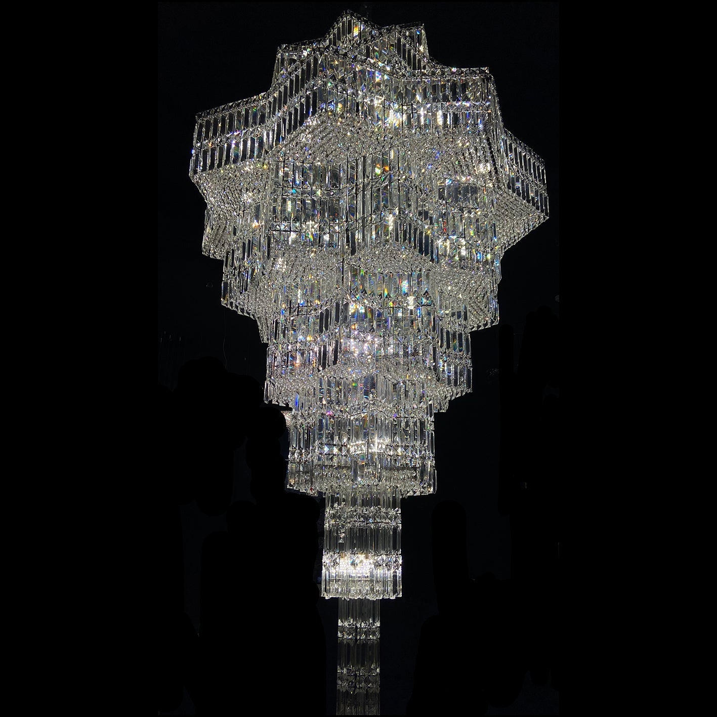Luxury Extra Large Plaza Multi-Tier Crystal Chandelier For Hotel Hall / 2 Story Foyer / High Ceiling Living Room-Chandeliers-Blushlighting-D39.4"*H70.9"(D100cm*H180cm)/40 Lights/75.9 kg-Warm Light-Blushlighting