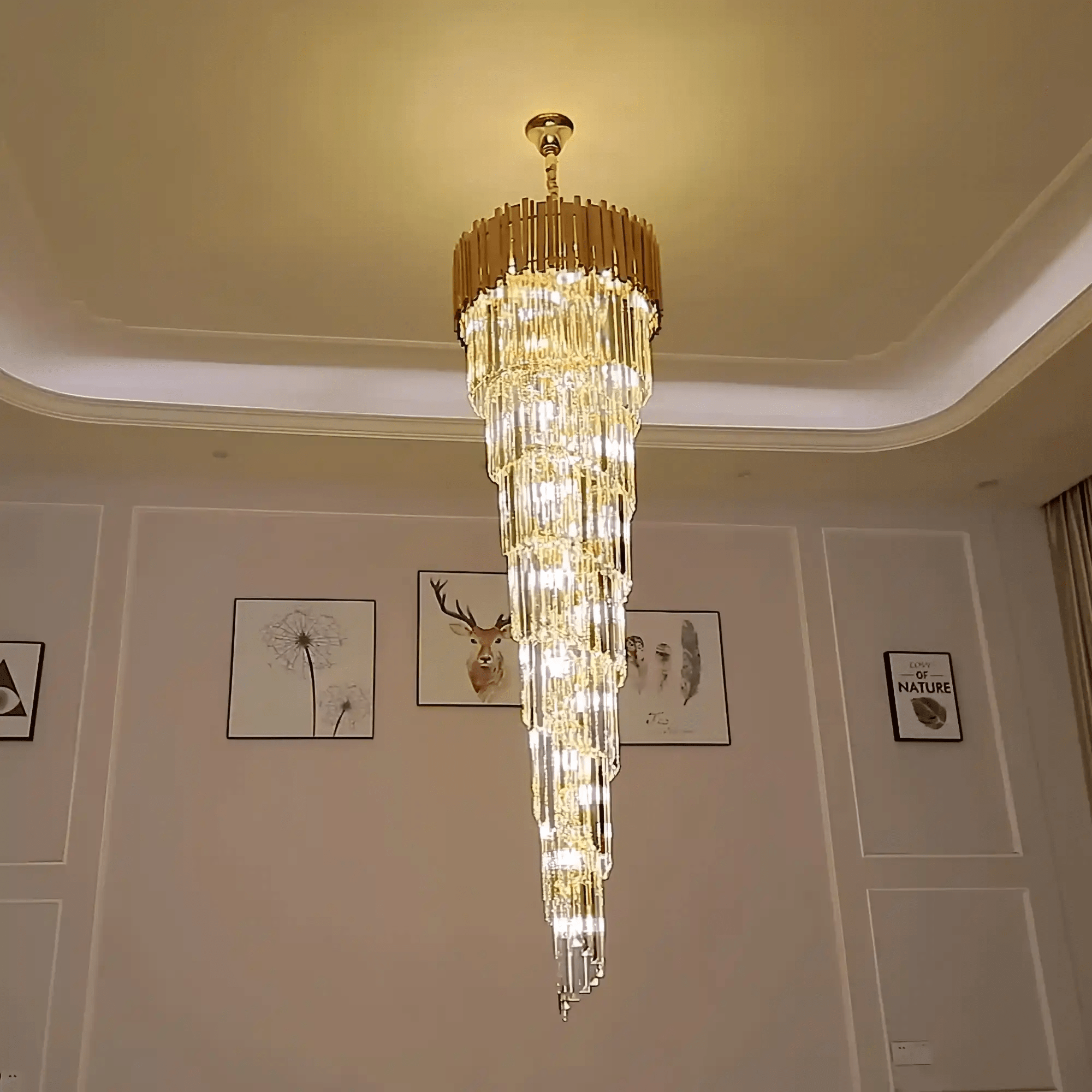 Luxury Gold Spiral Crystal Chandelier for Staircase/Foyer/Entryway - Blushlighting