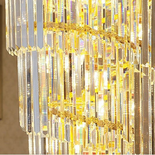 Luxury Gold Trimmed Long Crystal Chandelier Foyer Staircase Extra Large Ceiling Light Fixture - D17.7"*H47.2"/ 13 LightsBlushlighting