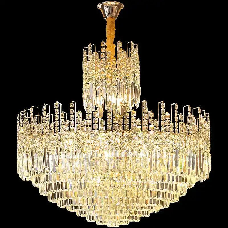 Luxury Hotel Hallway Ceiling Lighting Fixture Large Round Crystal Chandelier - Blushlighting