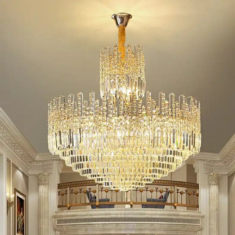 Luxury Hotel Hallway Ceiling Lighting Fixture Large Round Crystal Chandelier - Blushlighting