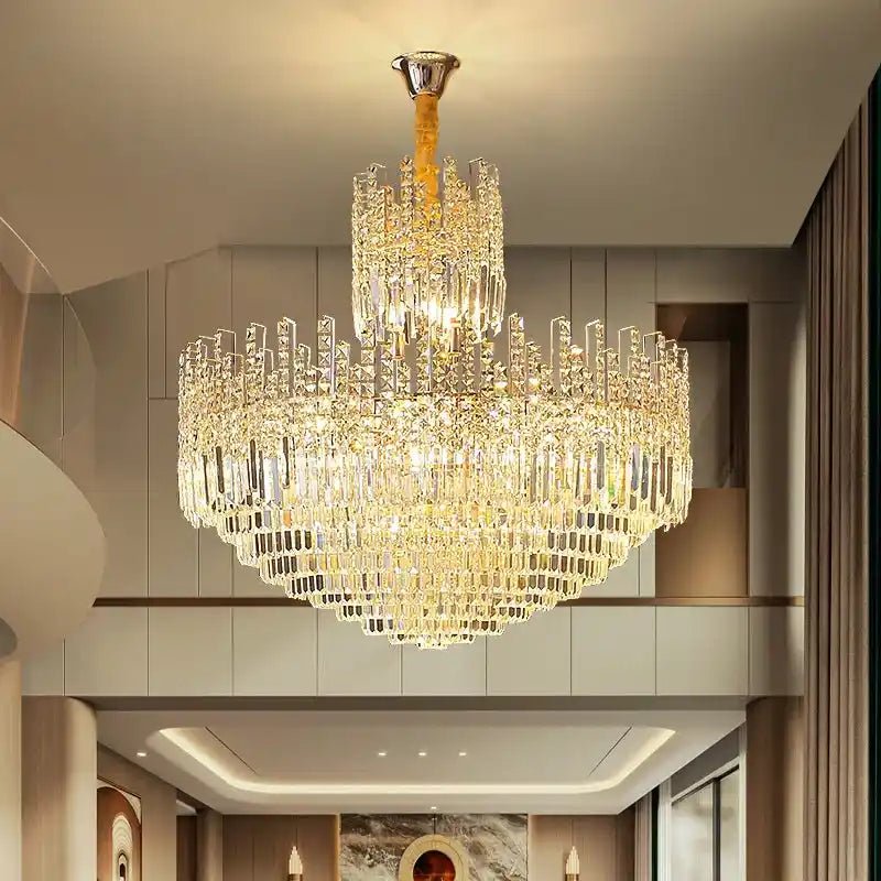 Luxury Hotel Hallway Ceiling Lighting Fixture Large Round Crystal Chandelier - Blushlighting