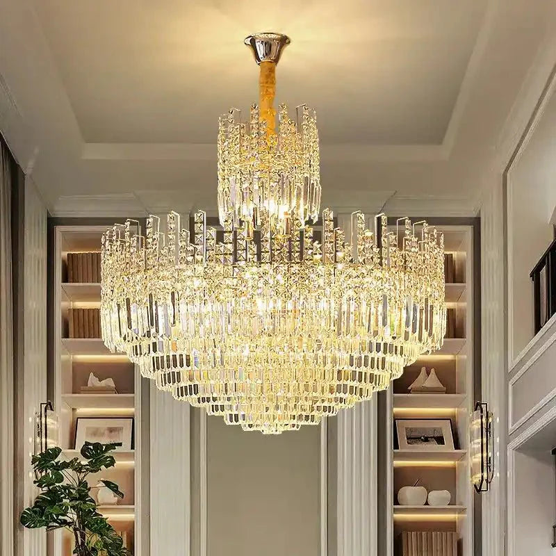 Luxury Hotel Hallway Ceiling Lighting Fixture Large Round Crystal Chandelier - Blushlighting