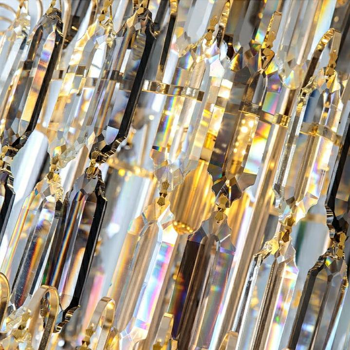 Luxury Large Foyer Staircase K9 Crystal Chandelier Long Ceiling Lighting Fixture For Living Room Hall - D15.8"*H47.2"Warm LightBlushlighting