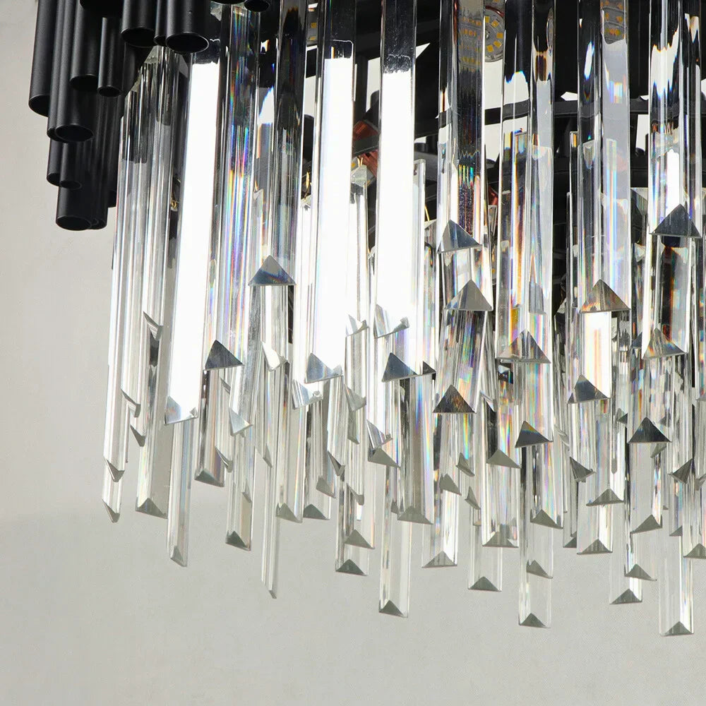 Luxury Modern Living Room Black Crystal Light Fixture-