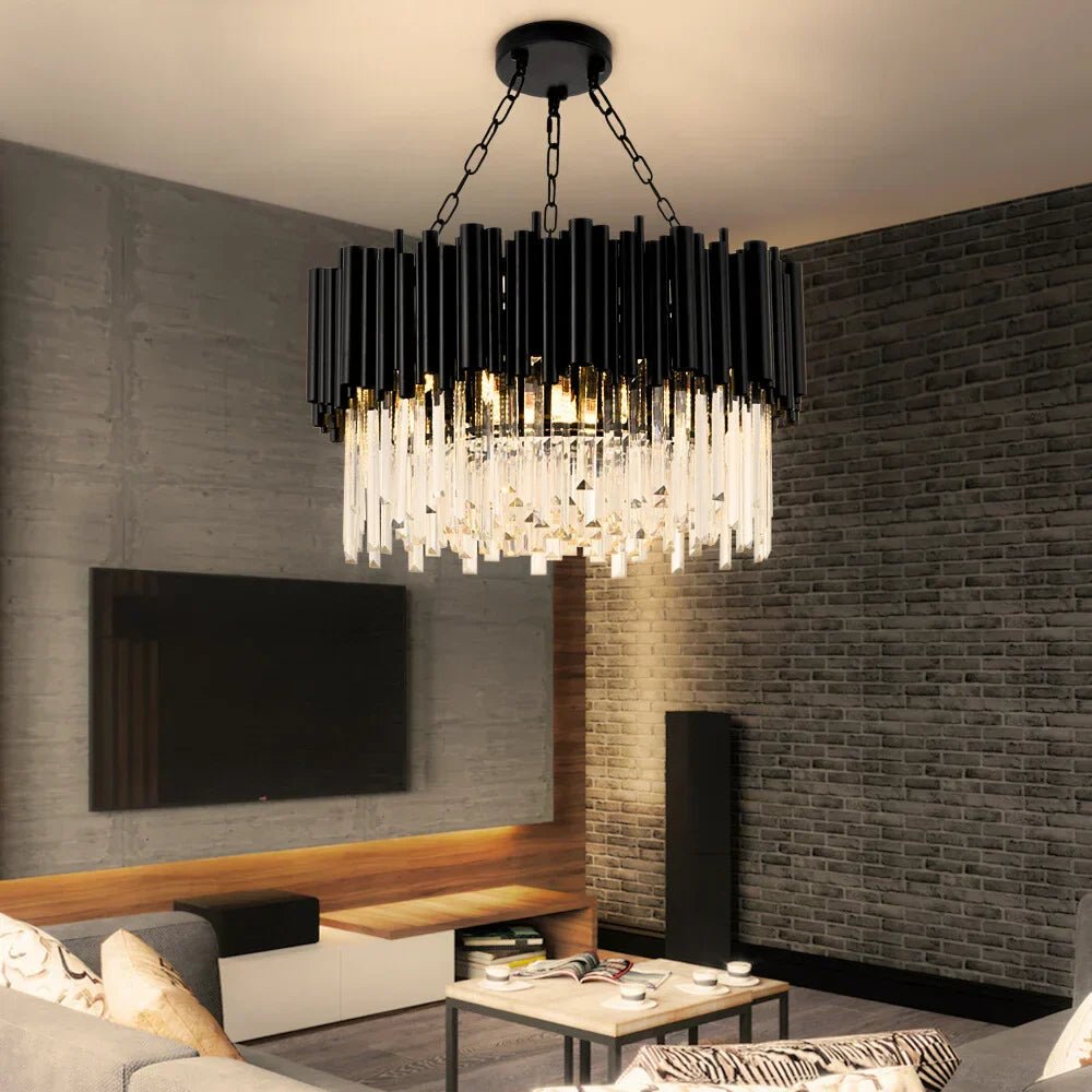 Luxury Modern Living Room Black Crystal Light Fixture - W17.7‘’×H15''Blushlighting