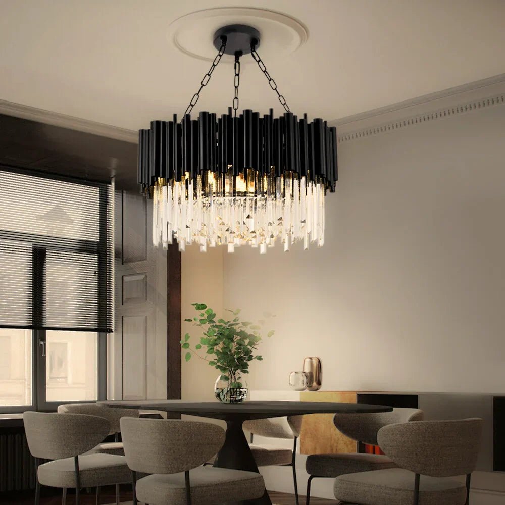 Luxury Modern Living Room Black Crystal Light Fixture - W17.7‘’×H15''Blushlighting