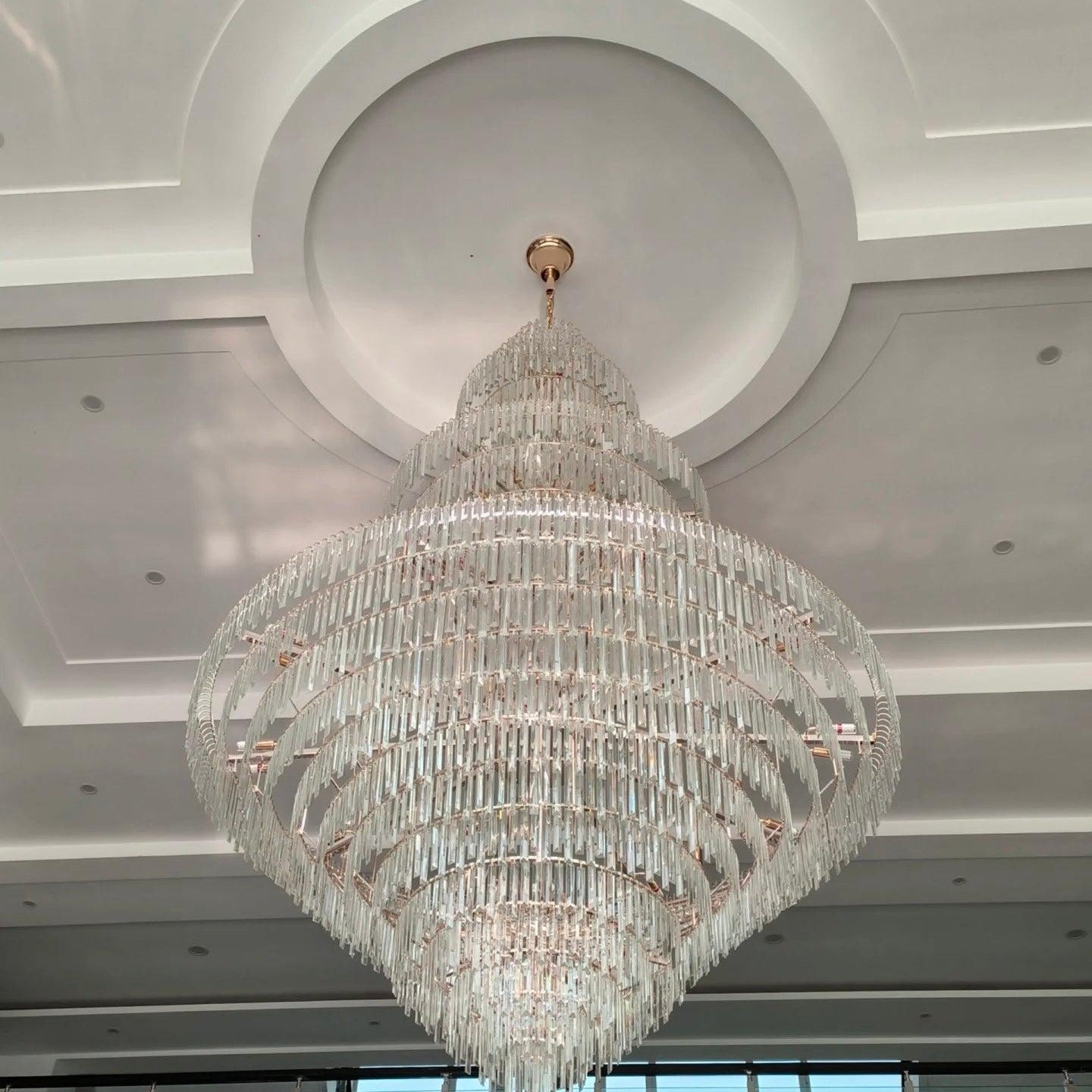 Luxury Multi - tiered Extra Large Crystal Chandelier for Staircase/Foyer/Entryway - 87 Lights/ D59.1"*H92.52"Blushlighting